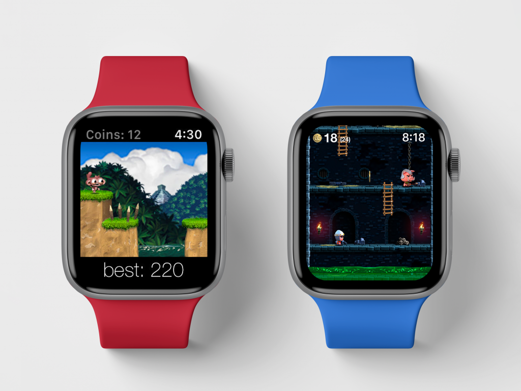Dare the Monkey and Dungeons of Doom running on Apple Watch
